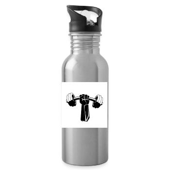Kraftfist Dumbbell Strength - Water bottle with straw - silver - Right