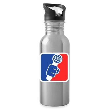 Microphone Check League Icon – Fan de sport - Gourde avec paille intégrée - argent clair - Droite