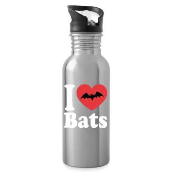 I Love Bats – Bat Lover - Water bottle with straw - silver - Right