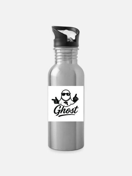 Geisterstraße mit Waffe - Trinkflasche mit integriertem Trinkhalm - Lightsilver