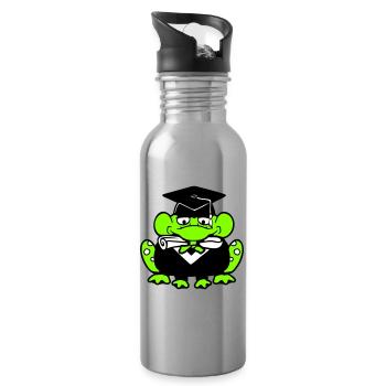 grenouille diplôme d’études secondaires réussi collège mignon - Gourde avec paille intégrée - argent clair - Droite