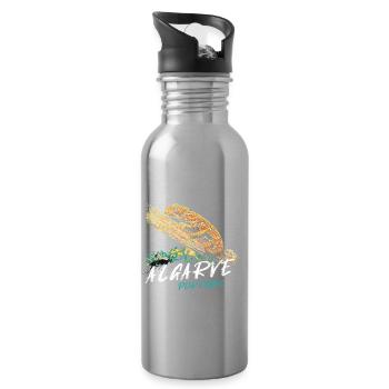 Chameleon of the Algarve colorful illustration - Water bottle with straw - silver - Right