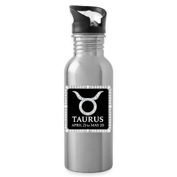 Sternzeichens Stier - Trinkflasche mit integriertem Trinkhalm - Lightsilver - Rechts