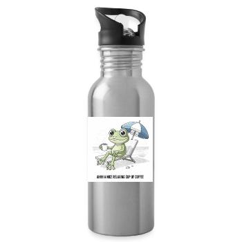 Frosch Strand Kaffee Chill - Trinkflasche mit integriertem Trinkhalm - Lightsilver - Rechts
