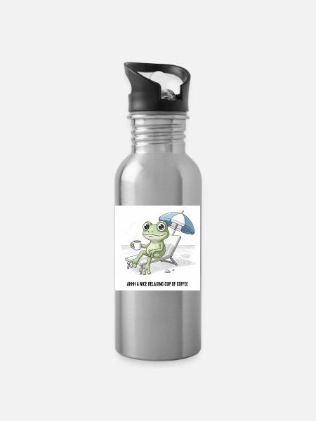 Frog Beach Café Chill - Gourde avec paille intégrée - argent clair
