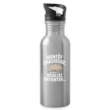 Bientôt chasseuse veuillez patienter - Gourde avec paille intégrée - argent clair - Droite