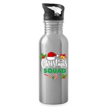 christmas squad, marry christmas - Water bottle with straw - silver - Right