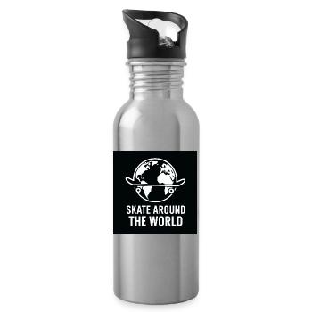 Skate around the world - Water bottle with straw - silver - Right