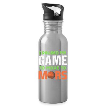 Mars Planet Space Vintage Rocket - Water bottle with straw - silver - Right
