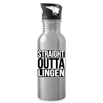 Straight Outta Lingen - Water bottle with straw - silver - Right