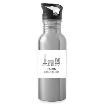 Paris Linienkunst Silhouette Wahrzeichen - Trinkflasche mit integriertem Trinkhalm - Lightsilver - Rechts