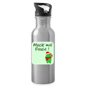 WEIHNACHTSPAUSE GEWÜRZGURKE WEIHNACHTSMANN - Trinkflasche mit integriertem Trinkhalm - Lightsilver - Rechts