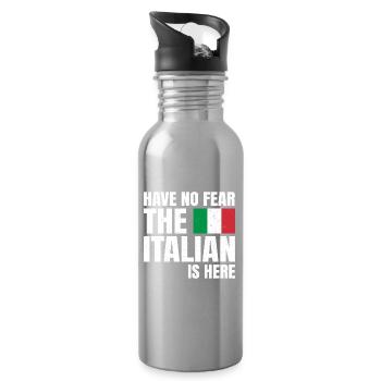 Have No Fear The Italian Is Here Italian Funny - Water bottle with straw - silver - Right