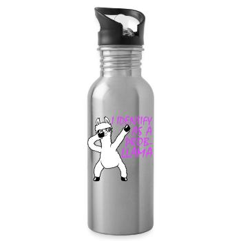I Identify As A Probllama Cool Lama Problem Spruch - Water bottle with straw - silver - Right