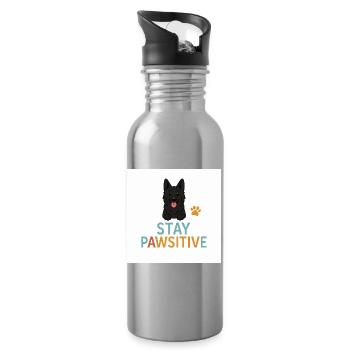 Motif de chien Stay Pawitive - Gourde avec paille intégrée - argent clair - Droite