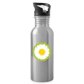 Sunny Daisy Pop Flower - Water bottle with straw - silver - Right