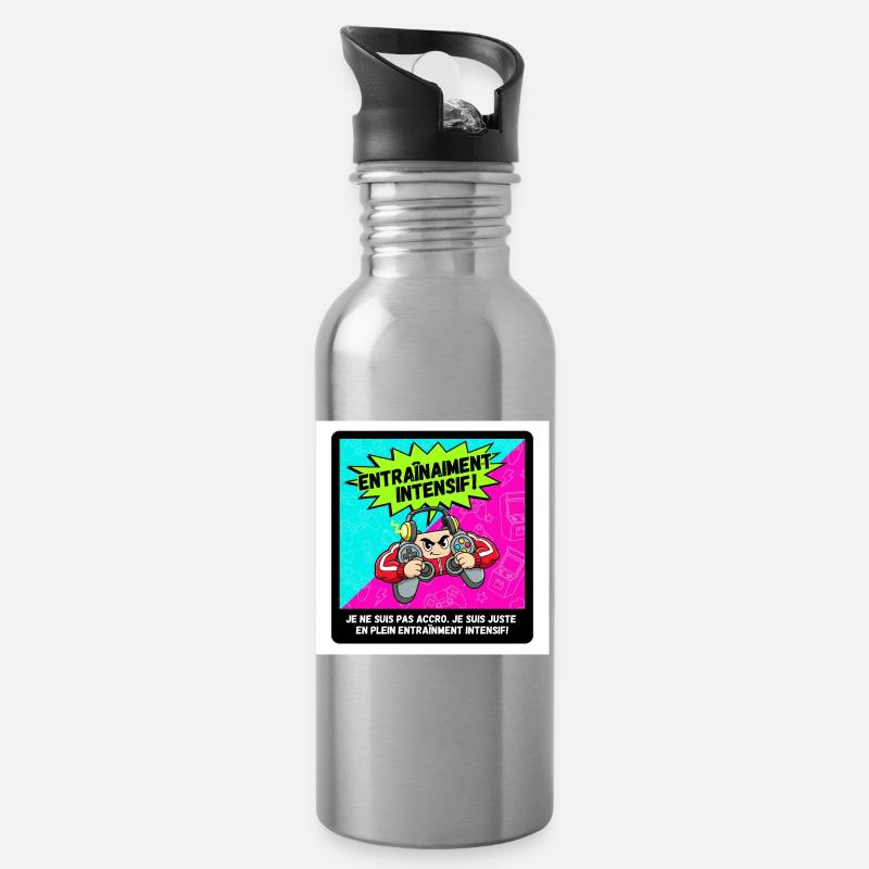 Intensive Gamer Training - Water bottle with straw - silver