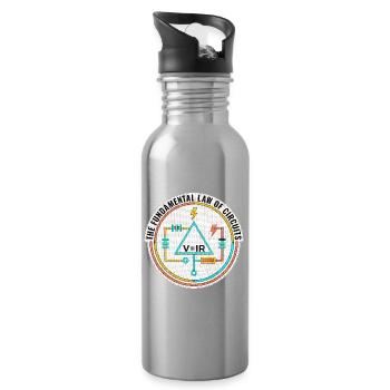 Geschenk für Elektroingenieur, Lustige Schaltkreise Shirt - Trinkflasche mit integriertem Trinkhalm - Lightsilver - Rechts
