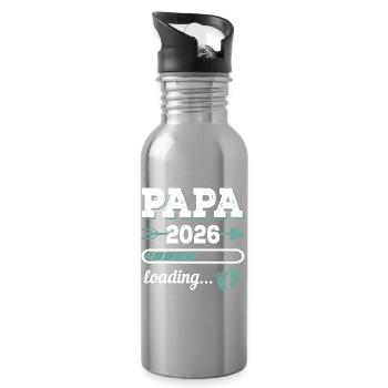 Dad 2026 Loading Father-to-be Gift Idea - Water bottle with straw - silver - Right