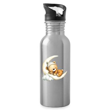 ours en peluche endormi - Gourde avec paille intégrée - argent clair - Droite