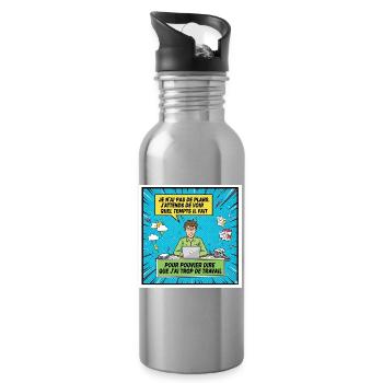 Prokrastination und Überarbeitung BD - Trinkflasche mit integriertem Trinkhalm - Lightsilver - Rechts