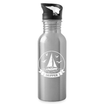 Skipper Sailboat Maritime Captain - Water bottle with straw - silver - Right