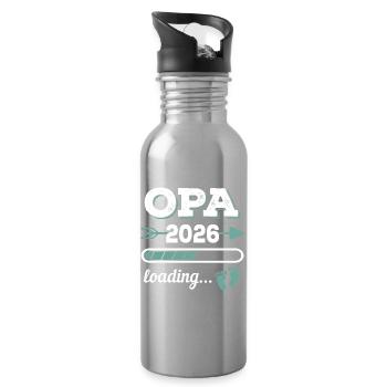 Opa 2026 Loading Werdender Großater Geschenkidee - Trinkflasche mit integriertem Trinkhalm - Lightsilver - Rechts