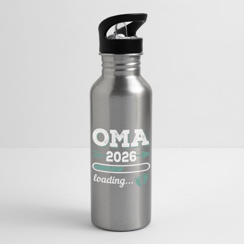 Oma 2026 Loading Werdende Großmutter Geschenkidee Trinkflasche mit integriertem Trinkhalm