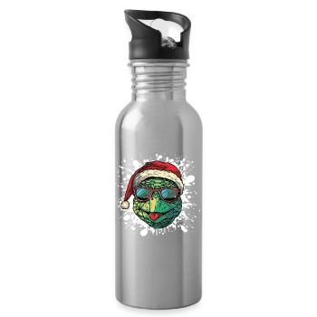 Turtle Christmas Funny - Water bottle with straw - silver - Right