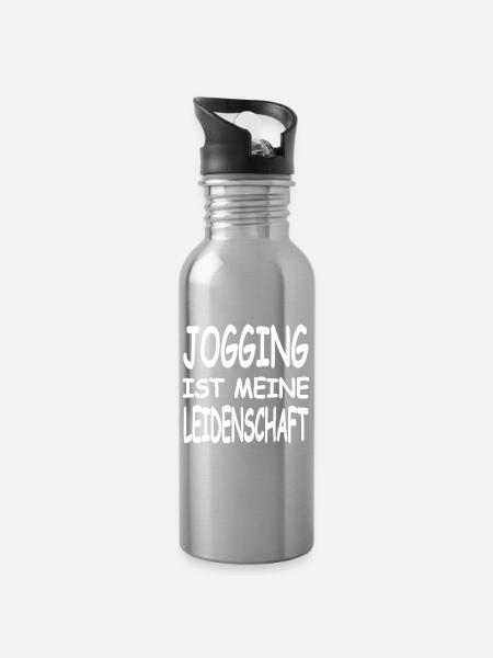 Jogging - Trinkflasche mit integriertem Trinkhalm - Lightsilver