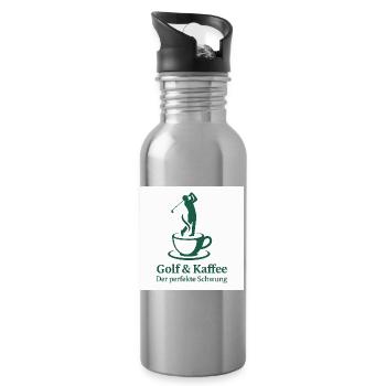 Golf & Kaffee – Der perfekte Schwung  - Trinkflasche mit integriertem Trinkhalm - Lightsilver - Rechts
