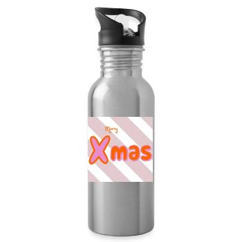 Merry Xmas Groovy Typo - Trinkflasche mit integriertem Trinkhalm - Lightsilver - Rechts