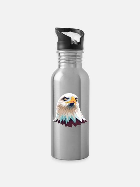 Geometrischer Adlerkopf Illustration - Trinkflasche mit integriertem Trinkhalm - Lightsilver