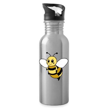 Cute Bee T-Shirt Funny Design Beekeeper - Water bottle with straw - silver - Right