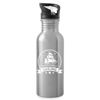 Sailing Sailing Ship Maritim Ahoy - Water bottle with straw - silver - Right