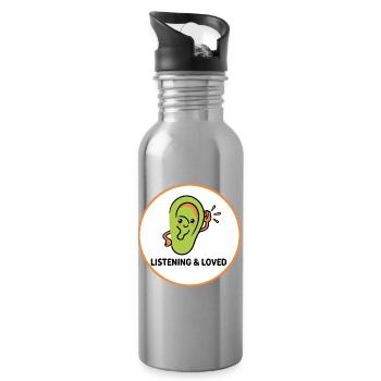 Hören und geliebt - Trinkflasche mit integriertem Trinkhalm - Lightsilver - Rechts