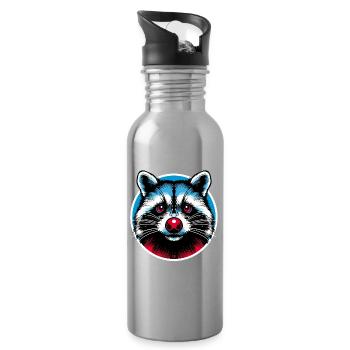 Racoon - I came to stay - Trinkflasche mit integriertem Trinkhalm - Lightsilver - Rechts