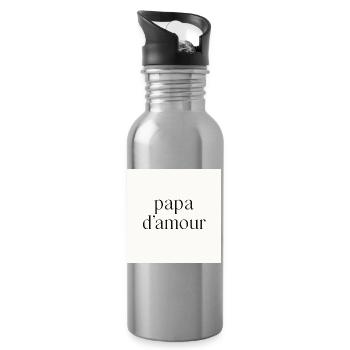 Daddy of love - Water bottle with straw - silver - Right