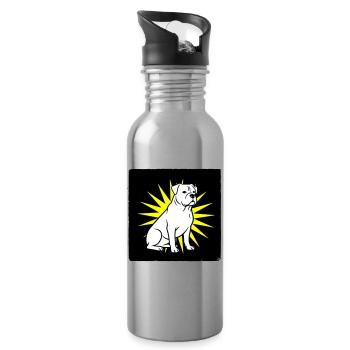 Cooler Hund im Punk Rock & Pop Art Stil - Trinkflasche mit integriertem Trinkhalm - Lightsilver - Rechts