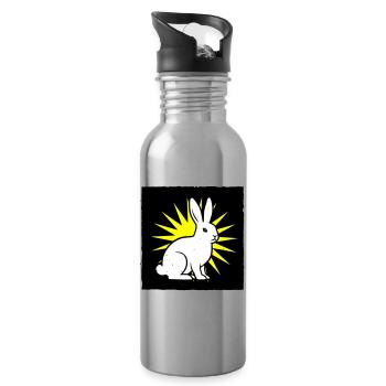 Cooler Hase im Punk Rock & Pop Art Stil - Trinkflasche mit integriertem Trinkhalm - Lightsilver - Rechts