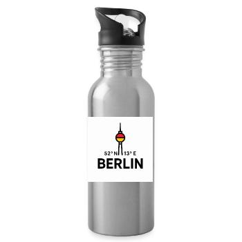 Illustration des coordonnées de la tour de télévision de Berlin - Gourde avec paille intégrée - argent clair - Droite