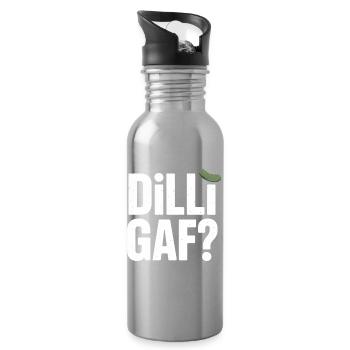 DILLIGAF? Dillgurke Sarkasmus Humor Spruch - Trinkflasche mit integriertem Trinkhalm - Lightsilver - Rechts