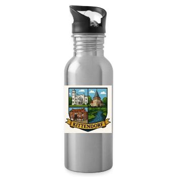Kittendorf Coat of Arms Collage - Water bottle with straw - silver - Right