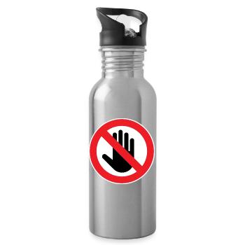 Vorsicht nicht berühren, Nicht anfassen Symbol - Trinkflasche mit integriertem Trinkhalm - Lightsilver - Rechts