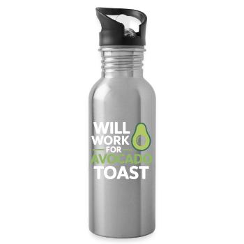 Will Work For Avocado Toast Dietitian Expert  - Water bottle with straw - silver - Right