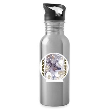 Schneekugel Hirsch  - Trinkflasche mit integriertem Trinkhalm - Lightsilver - Rechts