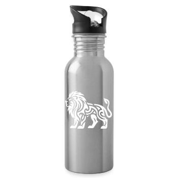 Lion avec un tatouage en crinière sauvage - Gourde avec paille intégrée - argent clair - Droite