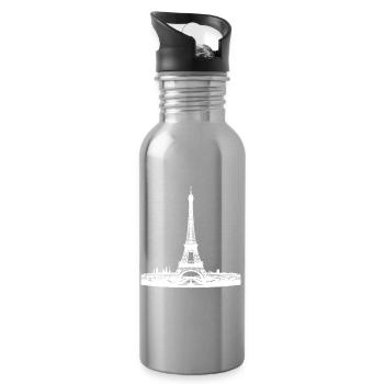 French eye-catcher Eiffel Tower typical Paris - Water bottle with straw - silver - Right