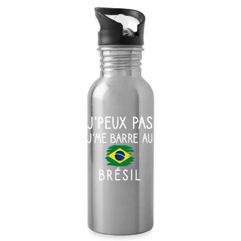 J’peux Pas J’me Barre au Brésil Humour Voyage - Gourde avec paille intégrée - argent clair - Droite