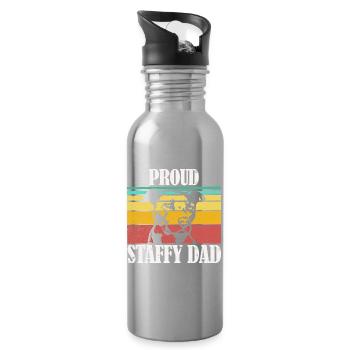 Proudy Staffy Dad Staffordshire Terrier - Water bottle with straw - silver - Right